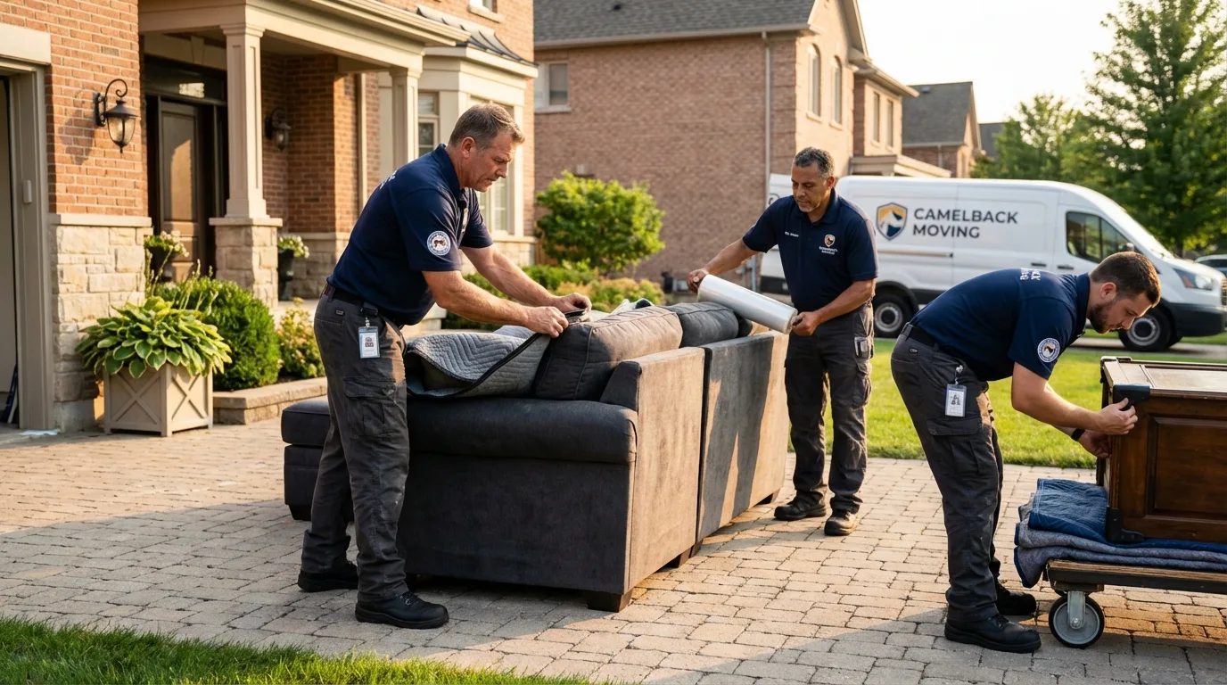 Large estate moving crew wrapping furniture in Cozad, NE